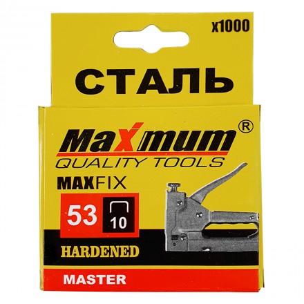 Купить Скобы для строительного степлера 10 мм 1000 шт, тип 53, «Maximum» оптом 